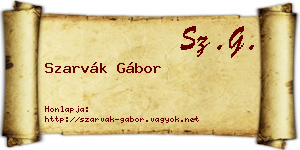 Szarvák Gábor névjegykártya
